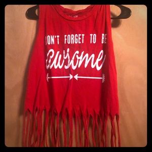 Don’t forget to be awesome fringe tank top.